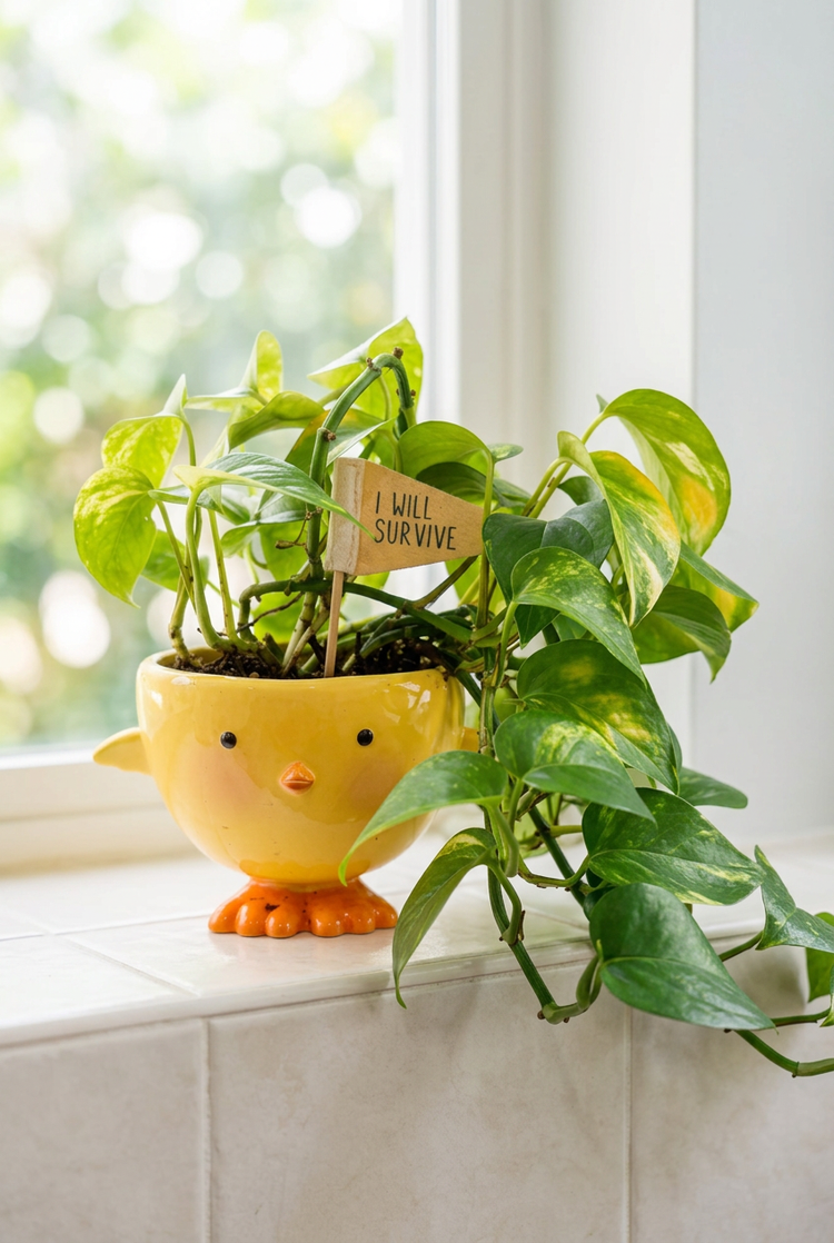Enhanced succulent in white pot